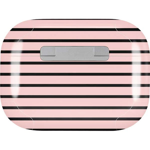 Pink and Black Stripes AirPods Skins